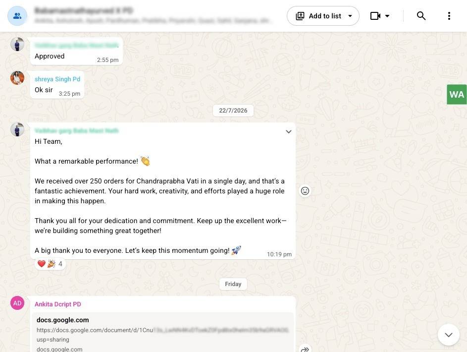 WhatsApp testimonial screenshot