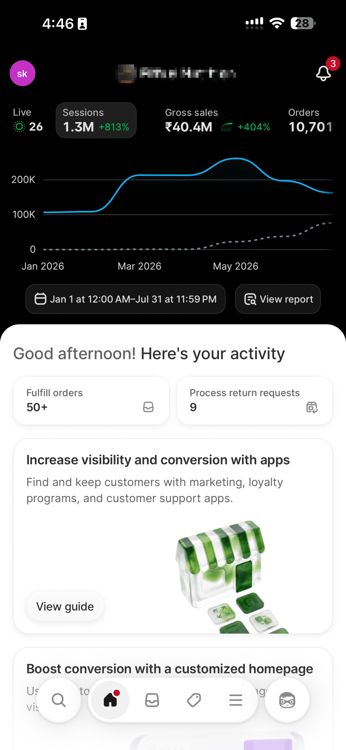Shopify dashboard screenshot