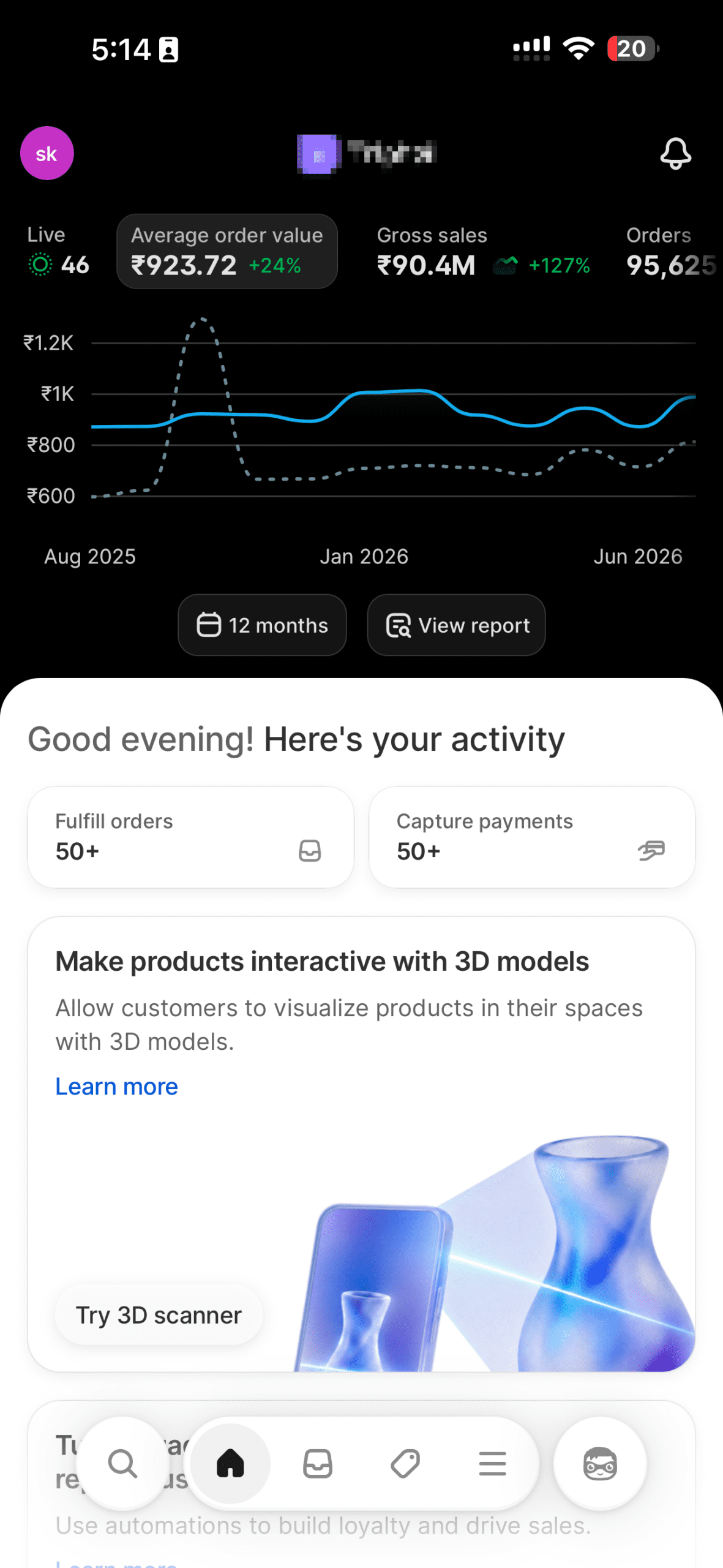Shopify dashboard screenshot